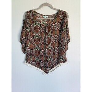 Anthropologie She & Sky Womens Medium 3/4 Slit Sleeve NEW Silk Polyester